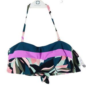 Island Escape Dip Tropical Colorblock Bikini Top M NWT